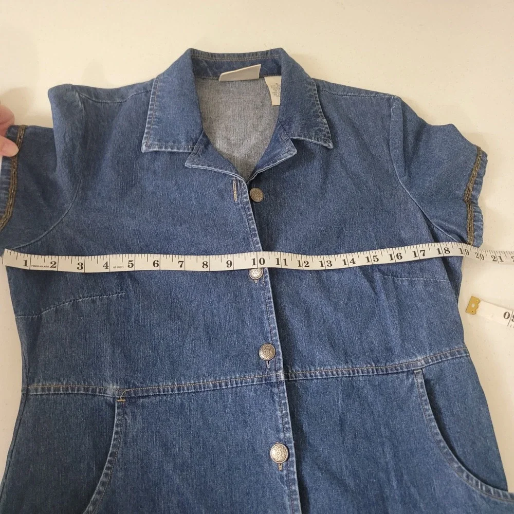 Field Manor Size 12 Denim Dress and Jacket Set Womens Embroidered Beaded Blue